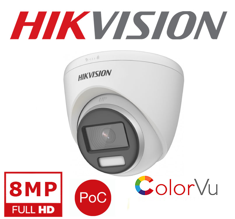Hikvision 4K ColorVu PoC Fixed Turret Camera DS-2CE72UF3T-E (2.8mm)