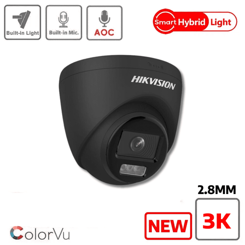 Hikvision 3K Hybrid ColorVu AOC 40M Camera DS-2CE72KF0T-LFS (2.8mm) – BLACK